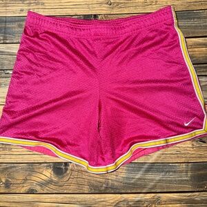 Nike Women's Magenta Athletic Shorts with Yellow Trim